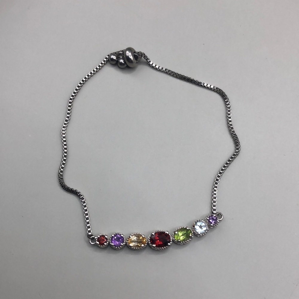 Sts karis bejeweled gemstone bolo adjustable bracelet minimalist or layer stack.